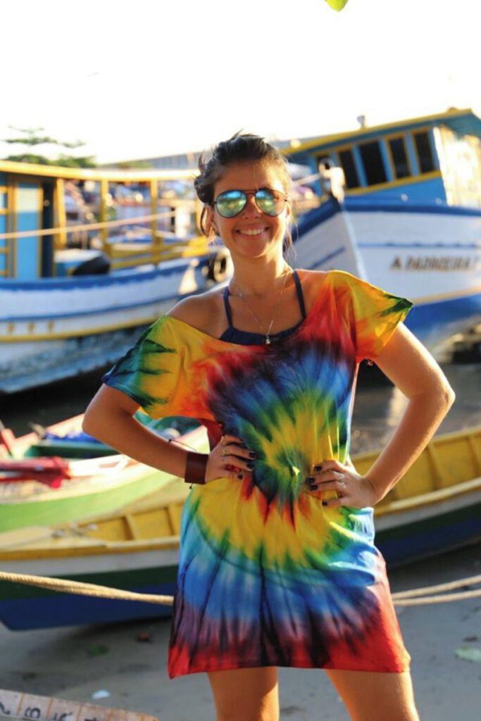 camisao viscolycra tie dye arco iris praia • Luema Tecidos