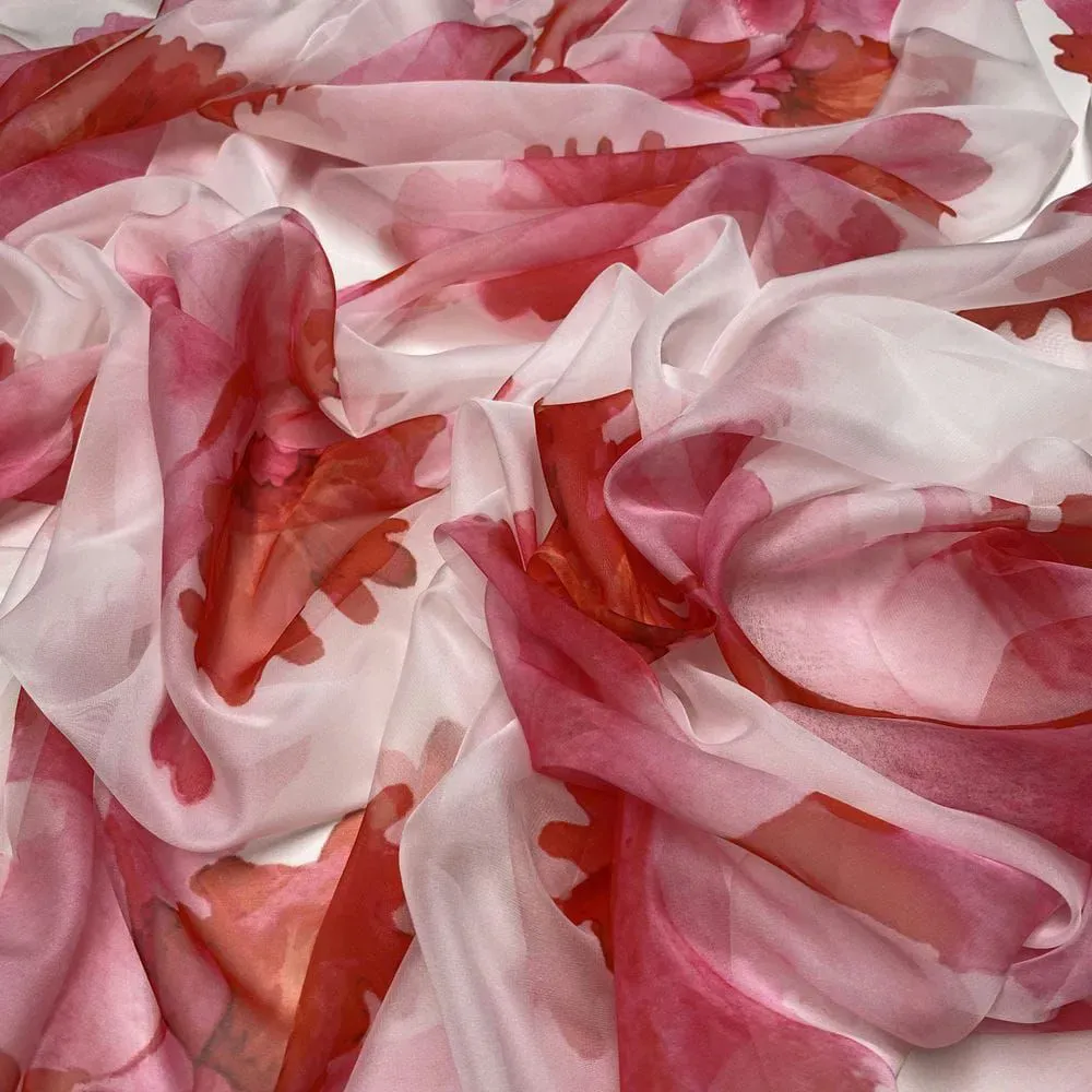 chiffon estampado floral rosas 1 • Luema Tecidos