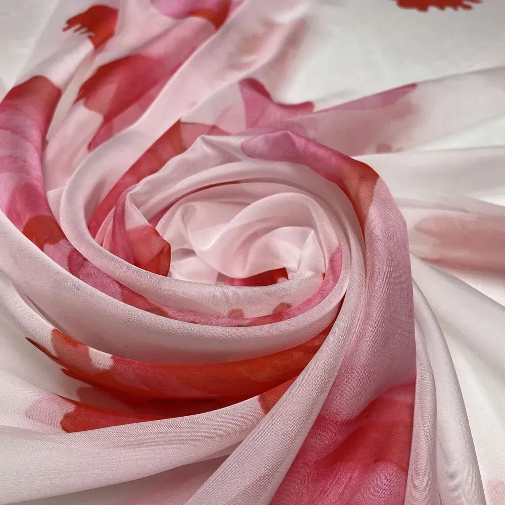 chiffon estampado floral rosas • Luema Tecidos